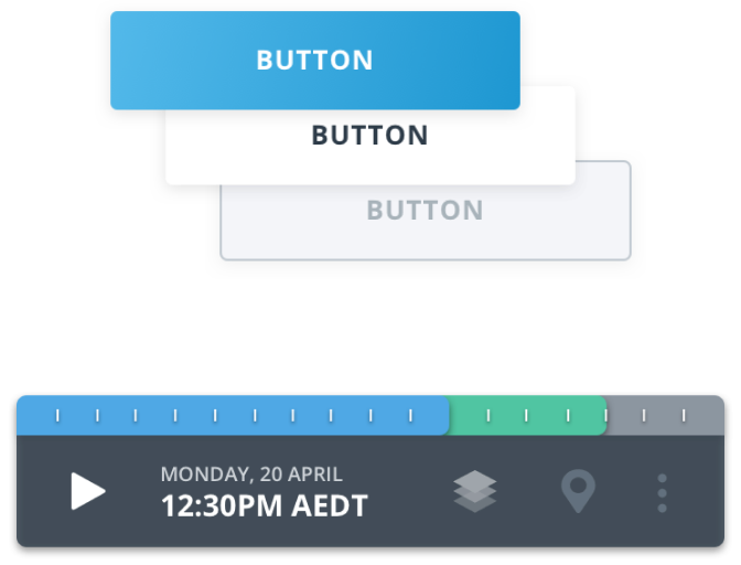 A button and timeline from Weatherzone 6 UI Kit